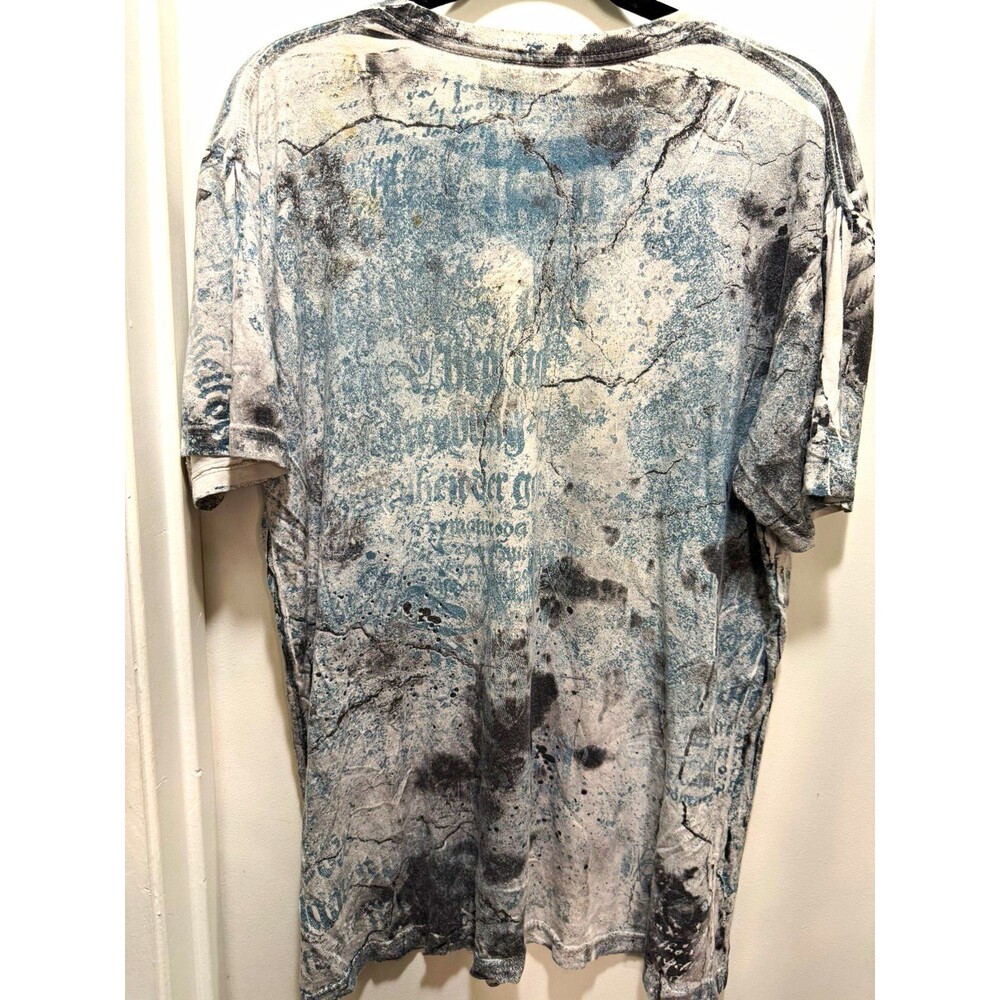 Affliction Men’s XL Regular Fit Gray/Black Angel Graphic Logo Crew Neck T-Shirt